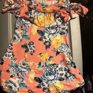 Floral Kids Casual Dress - Pink and Yellow